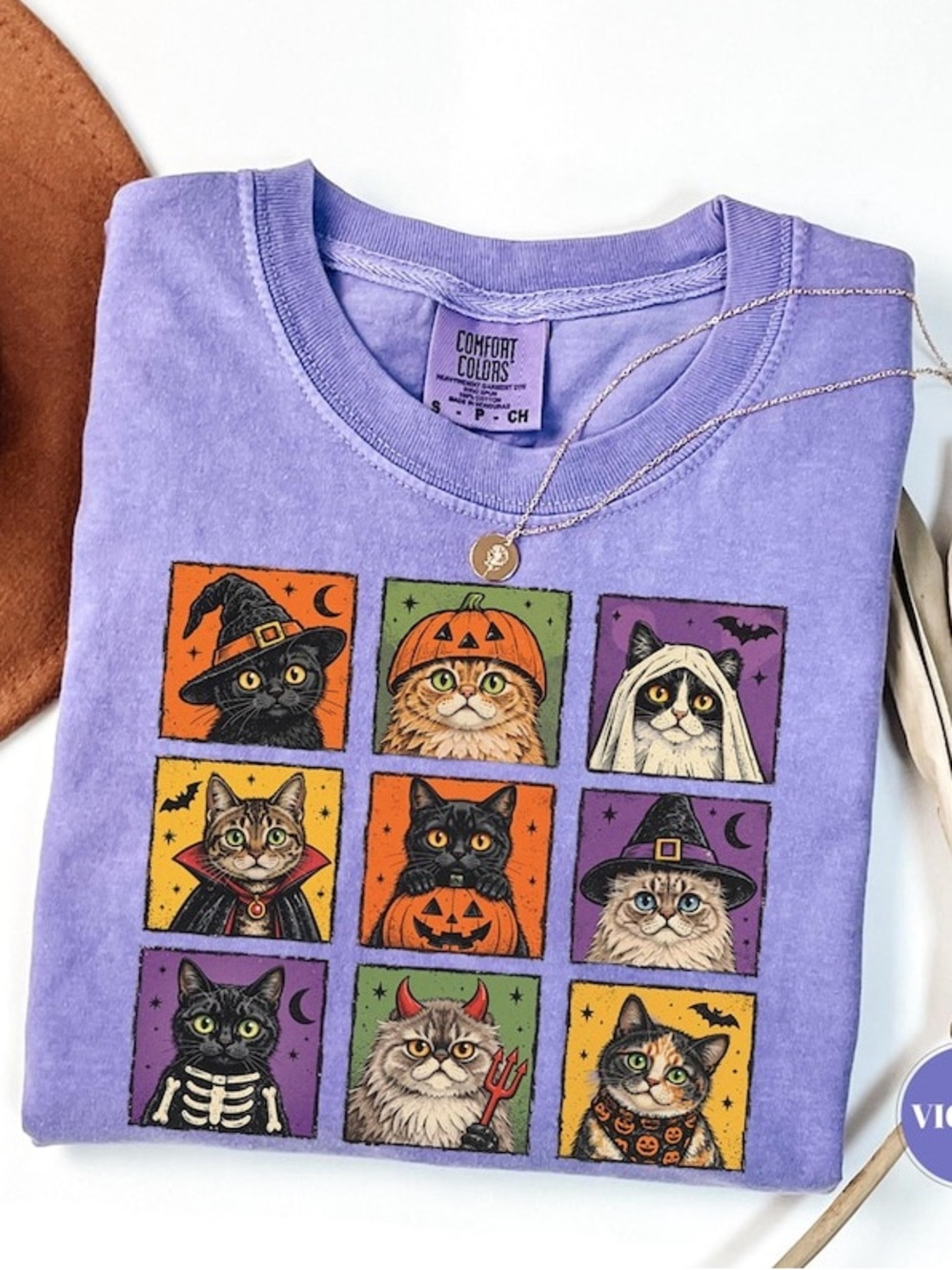 Comfort Colors Spooky Cat Costumes Graphic Tee - Picture 1 of 3
